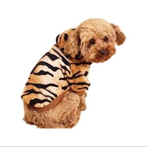 Petsin Fuzzy Tiger Print Hoodie Large